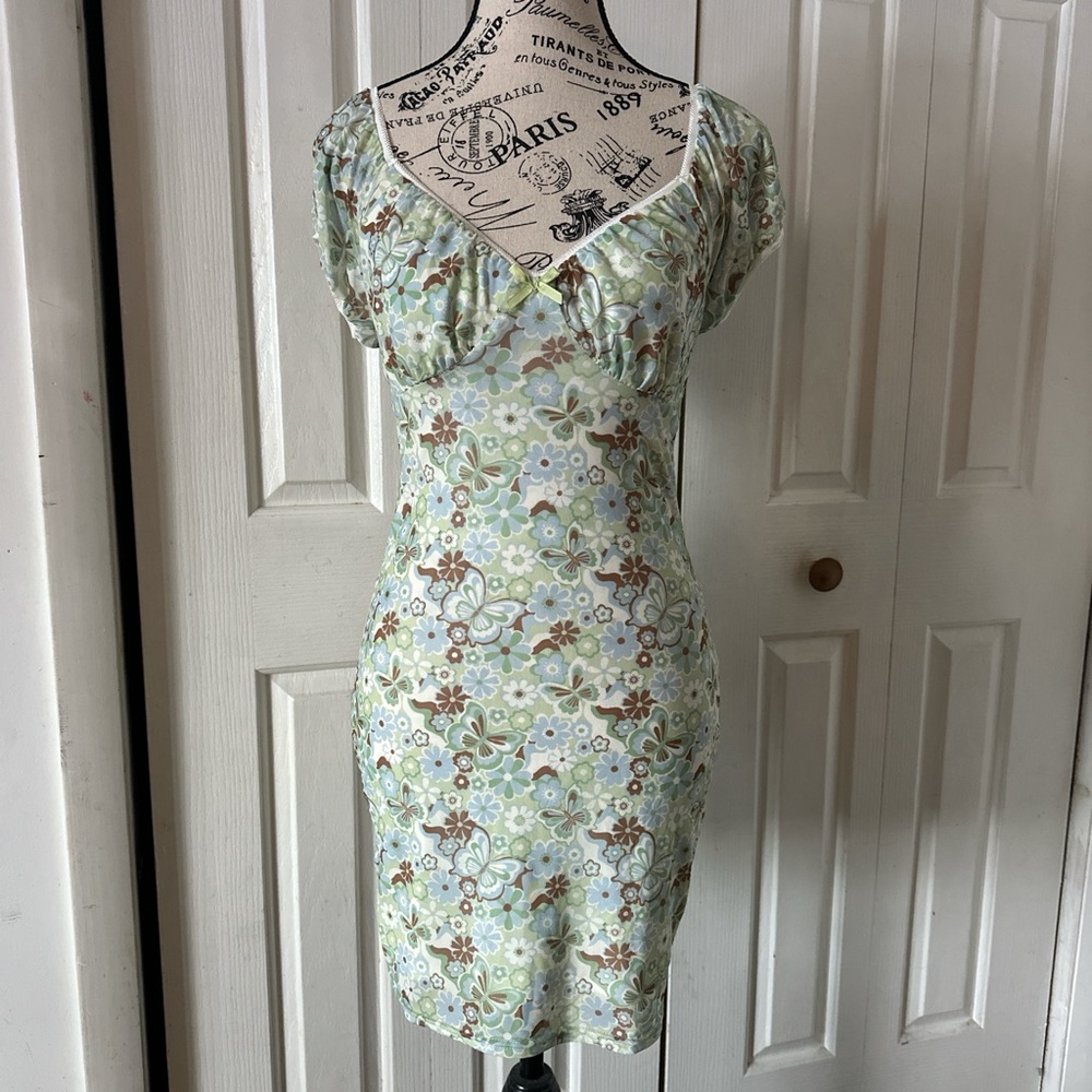 La Hearts Mint Floral Mini Dress